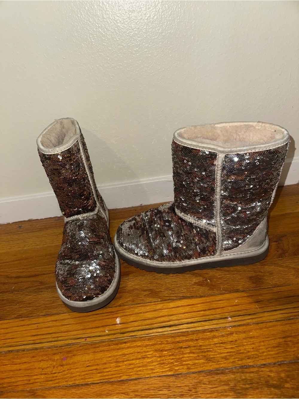 UGG Sequin Winter Boots in Brown & Silver - Picture 3 of 9